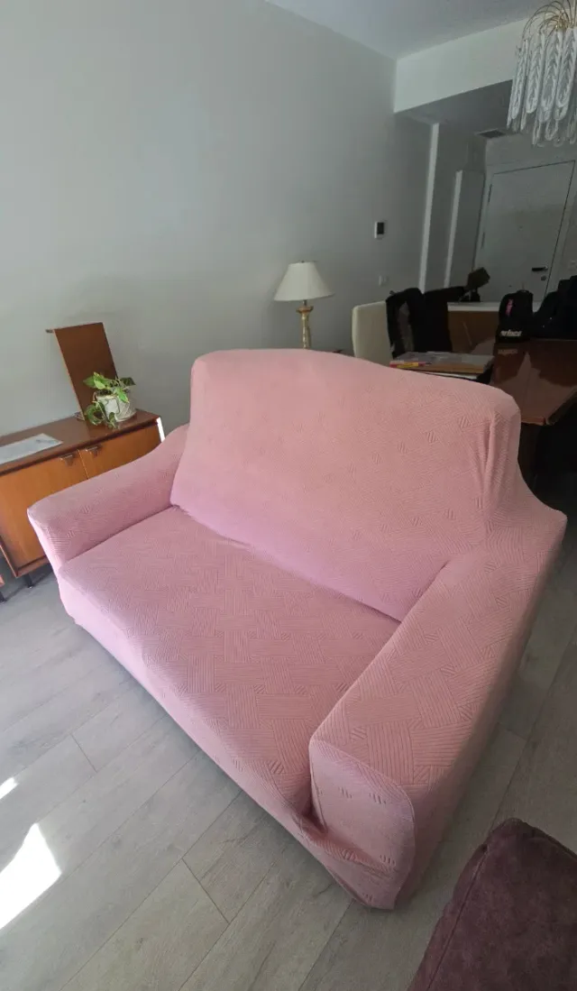 Funda elástica sofá 2 plazas rosa