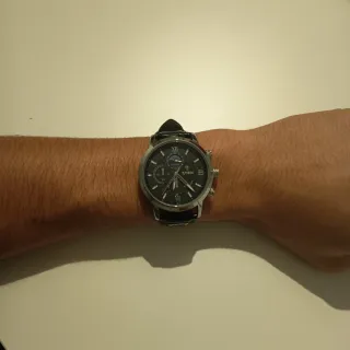 Reloj LIGE Negro y Plateado Correa Cocodrilo