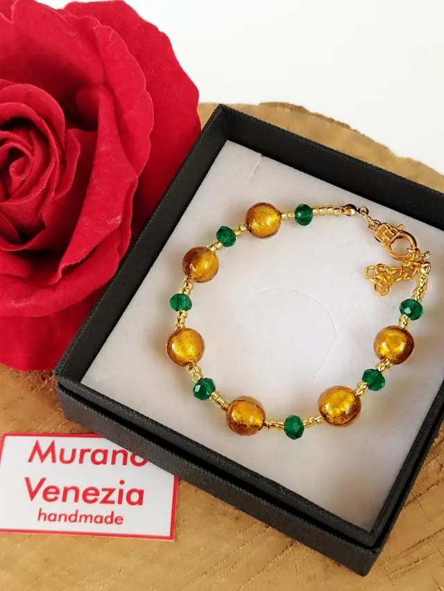 Bracciale Murano Venezia Oro e Verde