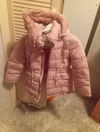 Abrigo niña rosa con capucha talla7/8