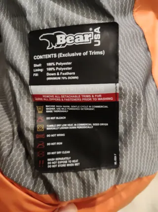 Plumífero Bear USA Talla XXL Naranja