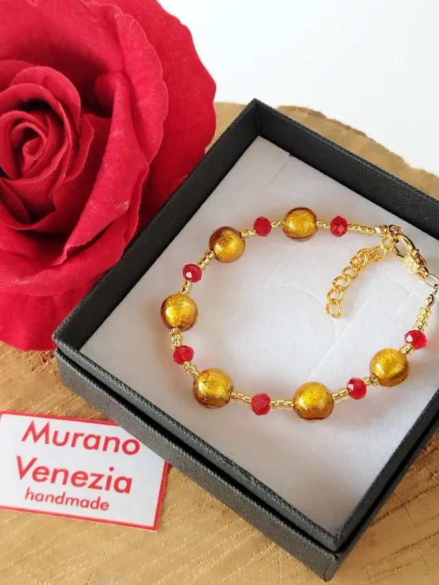 Bracciale Murano Venezia Oro Rosso