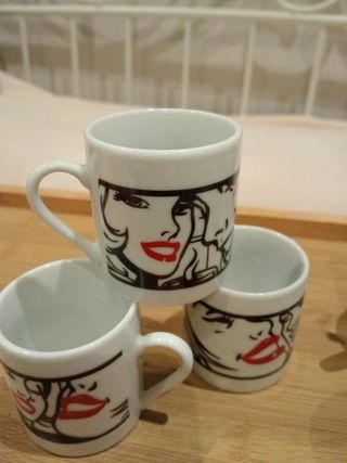 Tazas café vintage caras de mujer