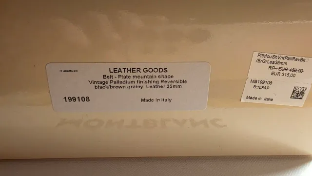 Cinturón Montblanc Cuero Negro/Marrón Reversible