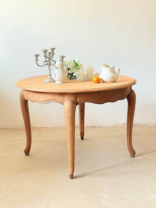 Mesa redonda extensible de madera maciza