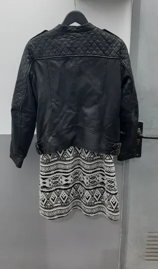 Conjunto Biker Mujer y Vestido Negro/Blanco