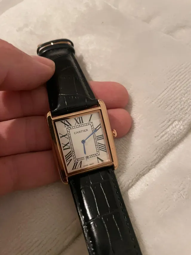Reloj Cartier Oro Rosa Correa Negra