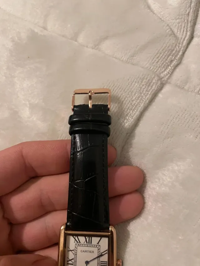 Reloj Cartier Oro Rosa Correa Negra