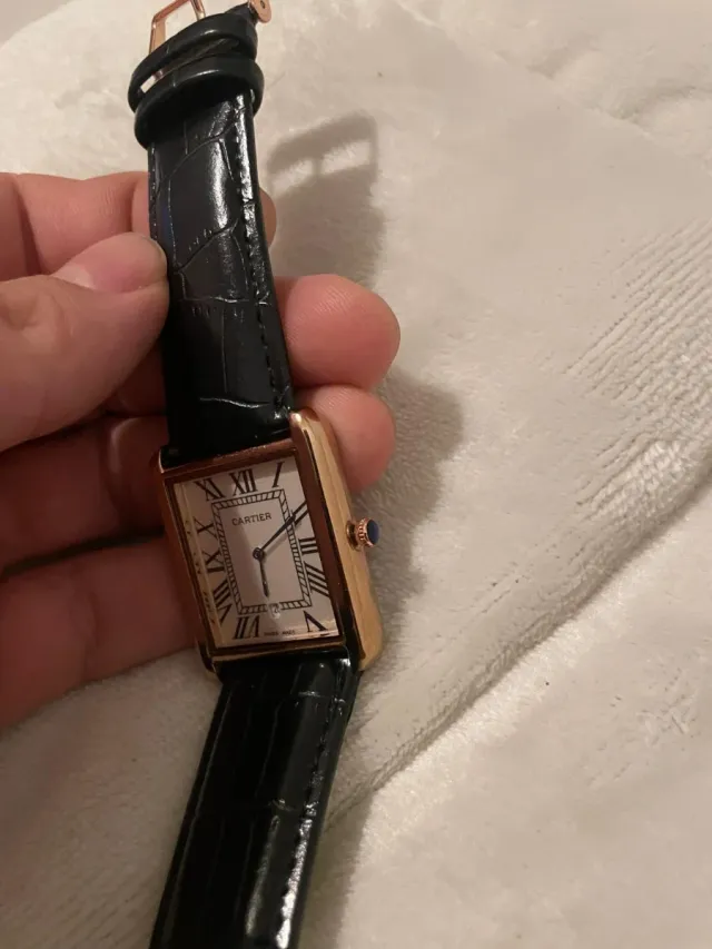 Reloj Cartier Oro Rosa Correa Negra
