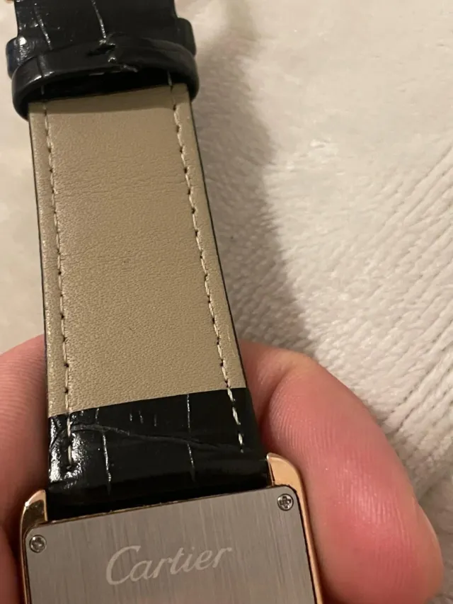 Reloj Cartier Oro Rosa Correa Negra