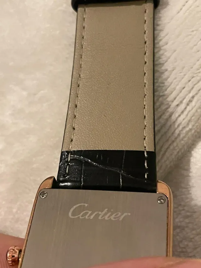 Reloj Cartier Oro Rosa Correa Negra