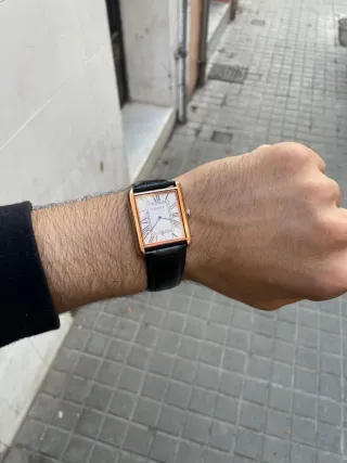 Reloj Cartier Oro Rosa Correa Negra