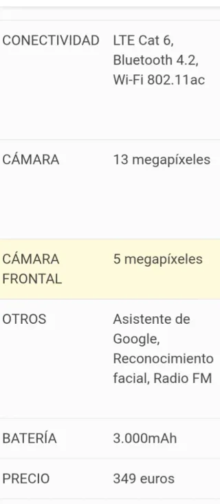 Móvil LG Q6 plateado