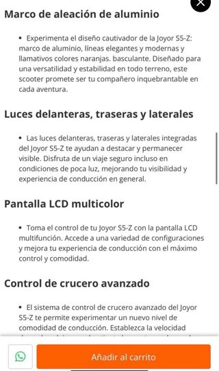 Patinete Eléctrico Joyor S5-Z ¡NUEVO A ESTRENAR!