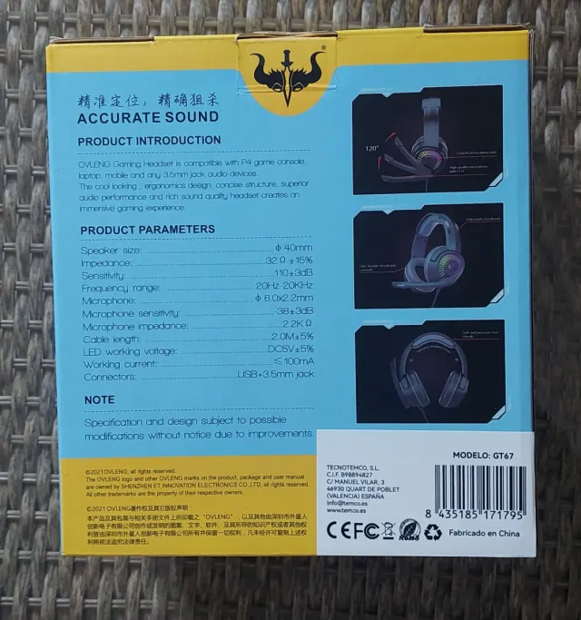 Cascos Gaming OVLENG RGB con Micrófono