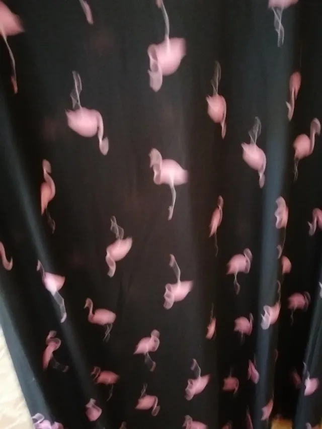 Vestido Negro Flamencos Rosa Talla Única