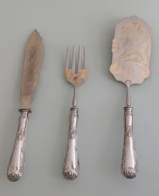 JUEGO CUBIERTOS POSTRE+ESTUCHE REGALO BODA AÑO 50