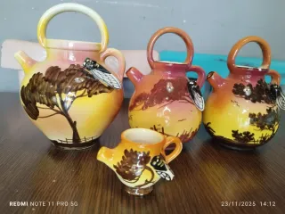 4 Botijos Cerámica Vintage Francesa Sicard