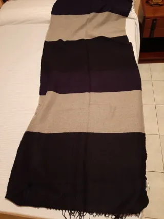 Bufanda grande rayas beige y negro