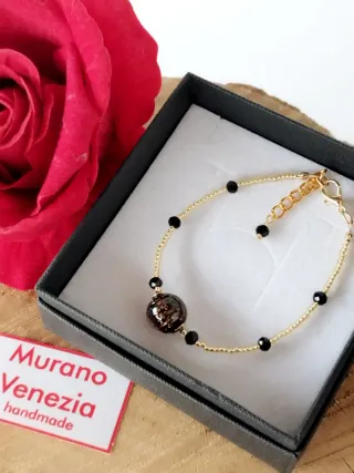 Bracciale Murano Venezia Vetro Oro Nero