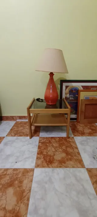 Mueble de salón modular madera y cristal