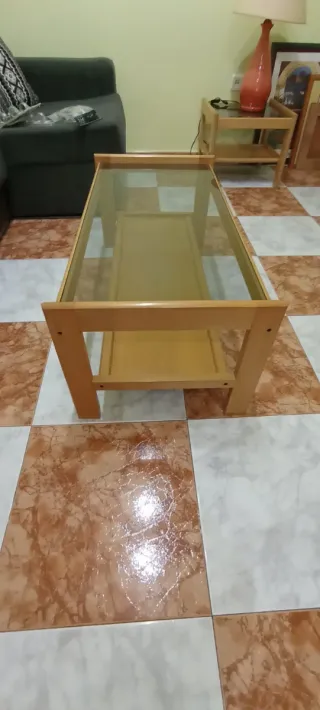 Mueble de salón modular madera y cristal