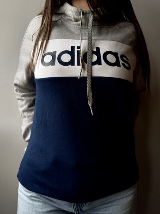 ADIDAS Sudadera S Gris Azul Block Capucha Oferta