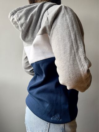 ADIDAS Sudadera S Gris Azul Block Capucha Oferta