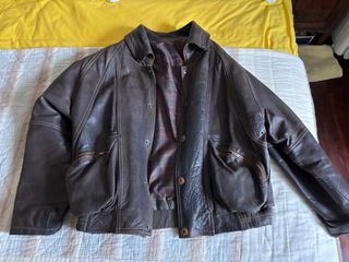 Cazadora Piel Marrón Hombre Talla L