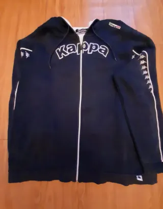 Sudadera Kappa con capucha azul y blanca