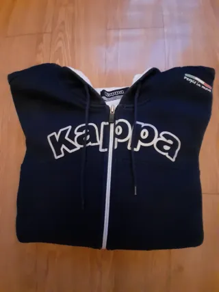 Sudadera Kappa con capucha azul y blanca