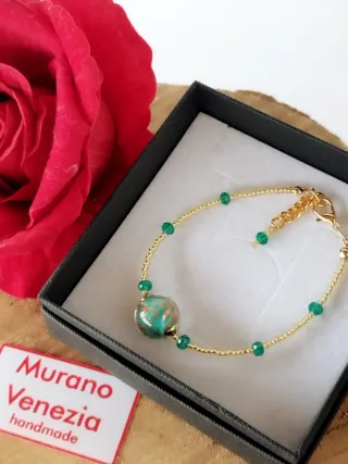 Bracciale Murano Vetro Oro e Verde
