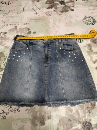 Falda vaquera niña perlas