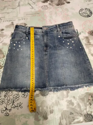 Falda vaquera niña perlas