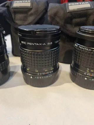 Cámara Pentax 645 Negra +objetivos+bolso