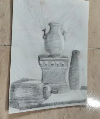 Dibujo a lápiz bodegón antiguo
