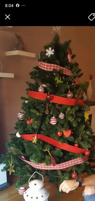 Árbol de Navidad verde y rojo 180 cm