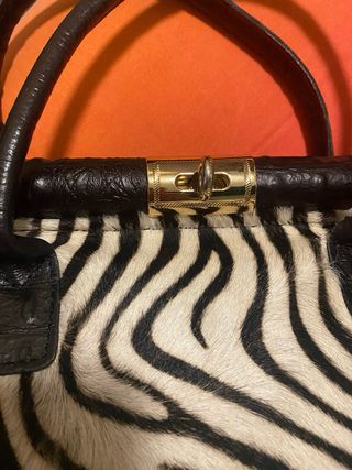 Borsa pelle e cavallino zebra