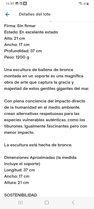 Figura de bronce de ballena