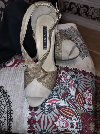 Sandali Cinti Tg 38 Beige/Oro