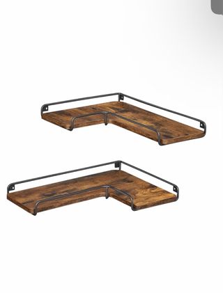 Scaffali angolari in legno e metallo