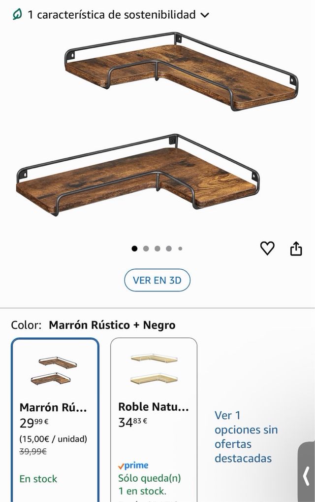 Baldas de esquina madera y metal