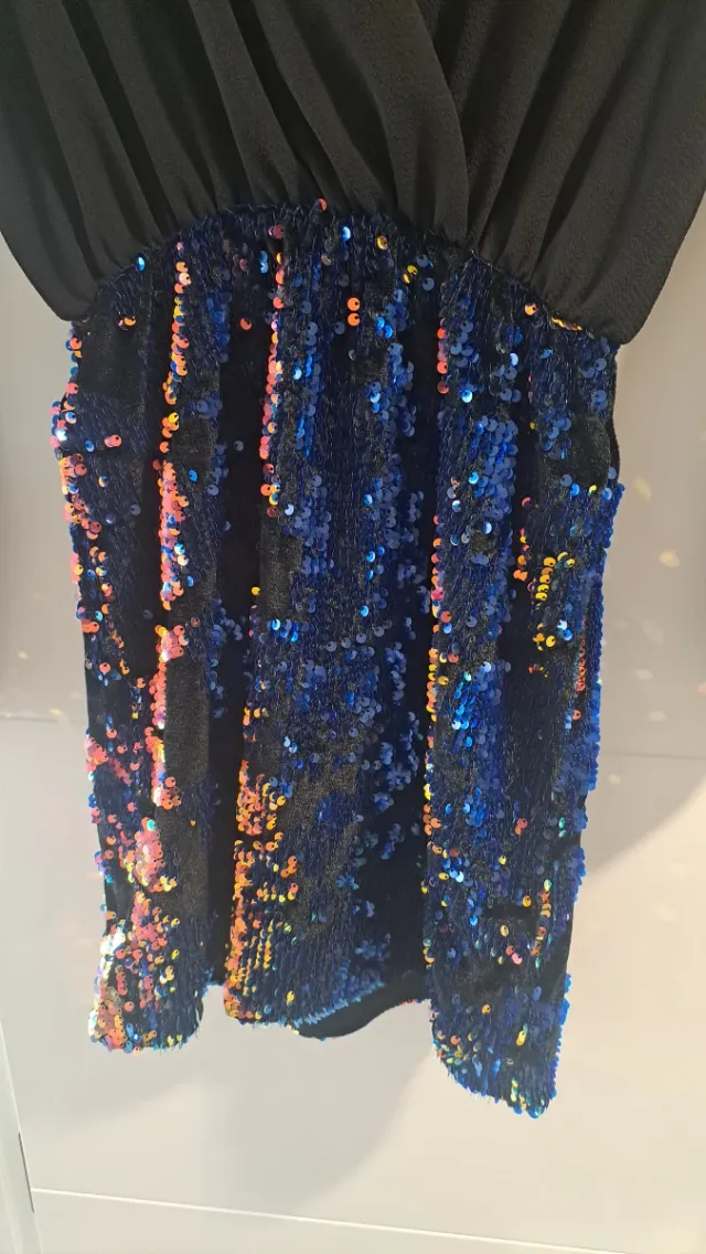 Vestido lentejuelas negro talla S