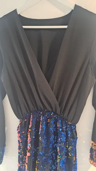 Vestido lentejuelas negro talla S