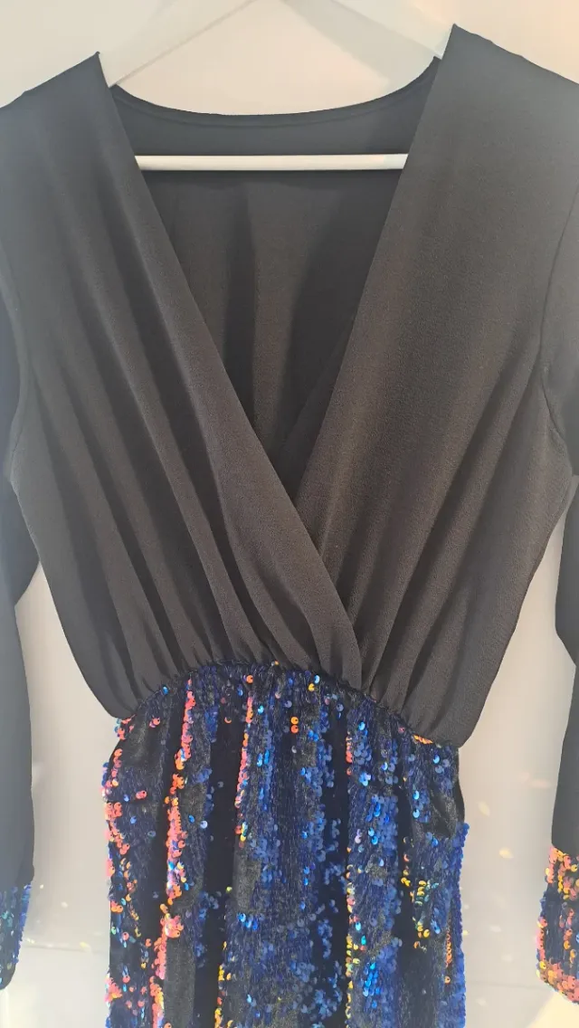 Vestido lentejuelas negro talla S
