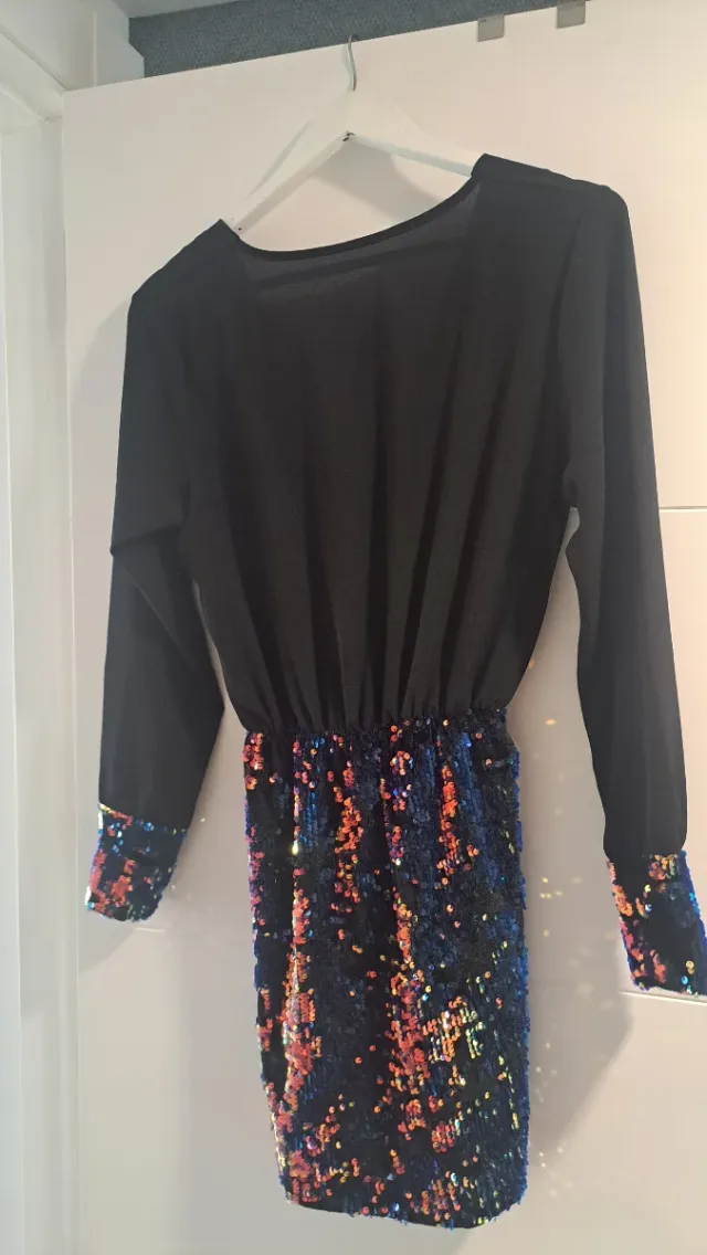 Vestido lentejuelas negro talla S