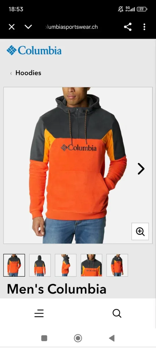 Forro polar Columbia gris y naranja