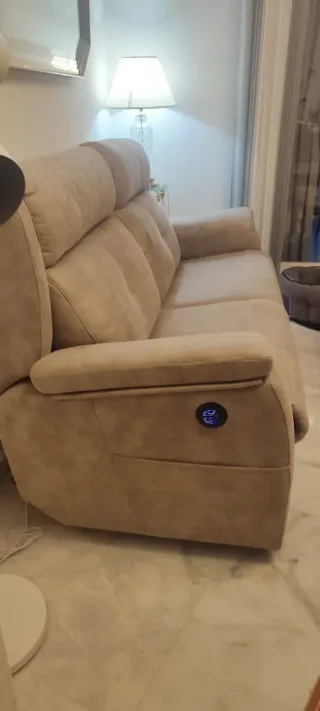 Sofá relax 3 plazas tela beige