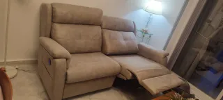 Sofá relax 3 plazas tela beige