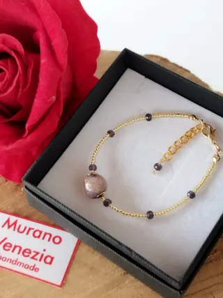 Bracciale Murano Vetro Oro e Viola